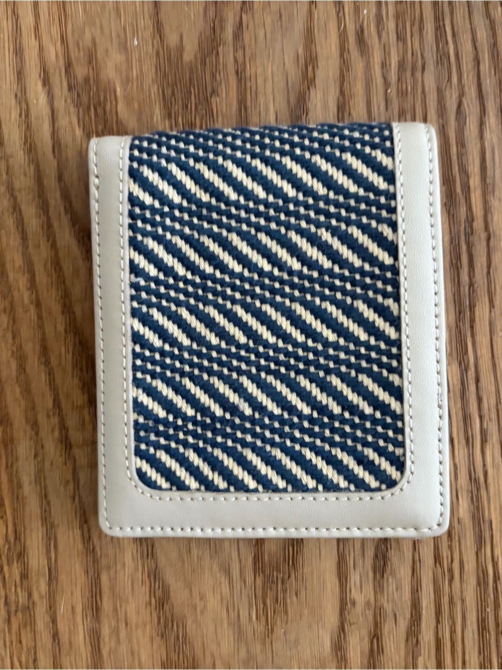 Woven Navy and Cream Compact Wallet